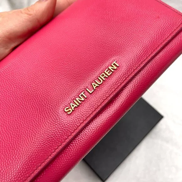 Yves Saint Laurent Pink caviar Leather Bi-fold Long Wallet - Picture 13 of 15